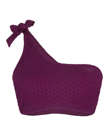 Bustiera de baie cu decolteu pe un umar, Violet