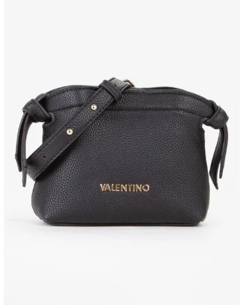 Geanta crossbody de piele ecologica cu logo metalic, Negru