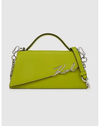 Geanta crossbody din piele Signature Slim, Verde electric
