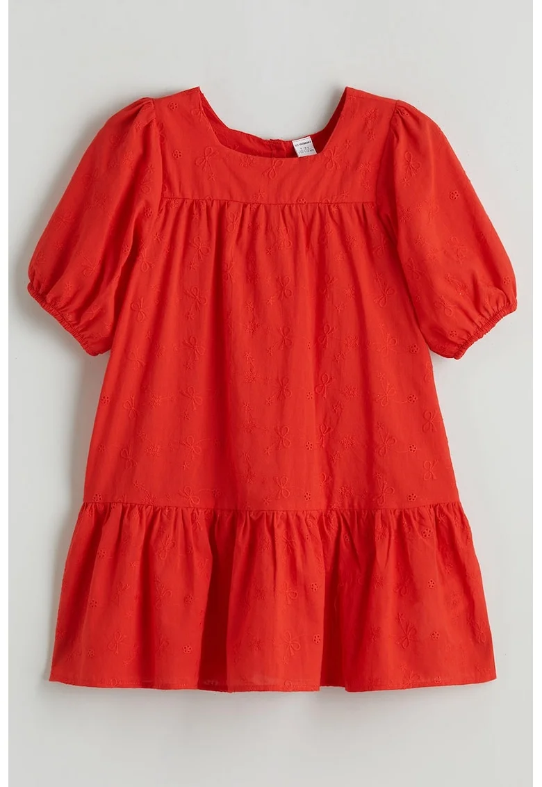 Rochie evazata cu model uni, Rosu vermillion