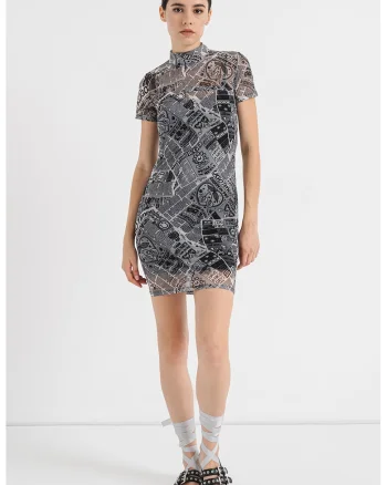 Rochie bodycon cu imprimeu, Gri inchis