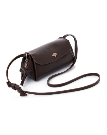 Geanta crossbody din piele ecologica, Maro inchis, 12x22x11