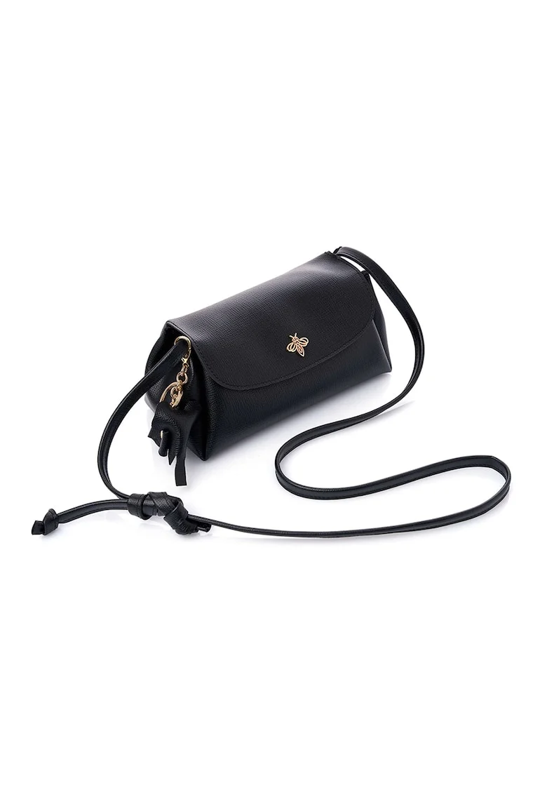 Geanta crossbody din piele ecologica, Negru, 12x22x11