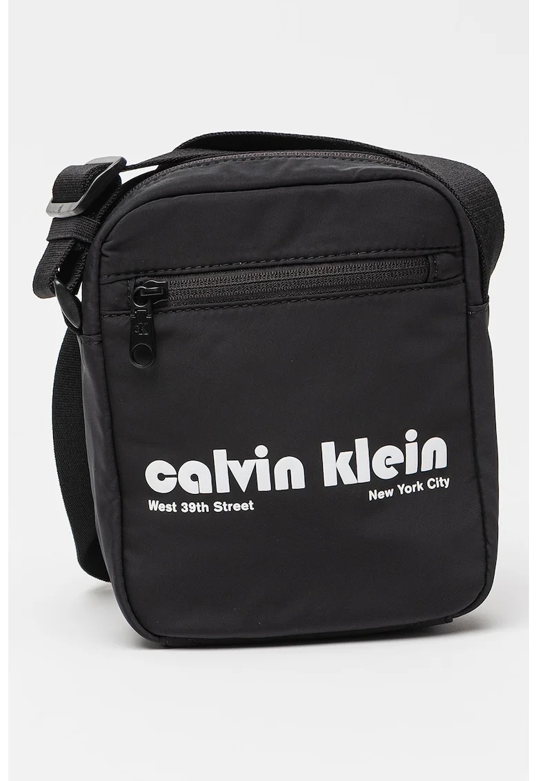 Geanta crossbody cu logo, Negru