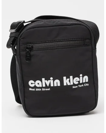 Geanta crossbody cu logo, Negru