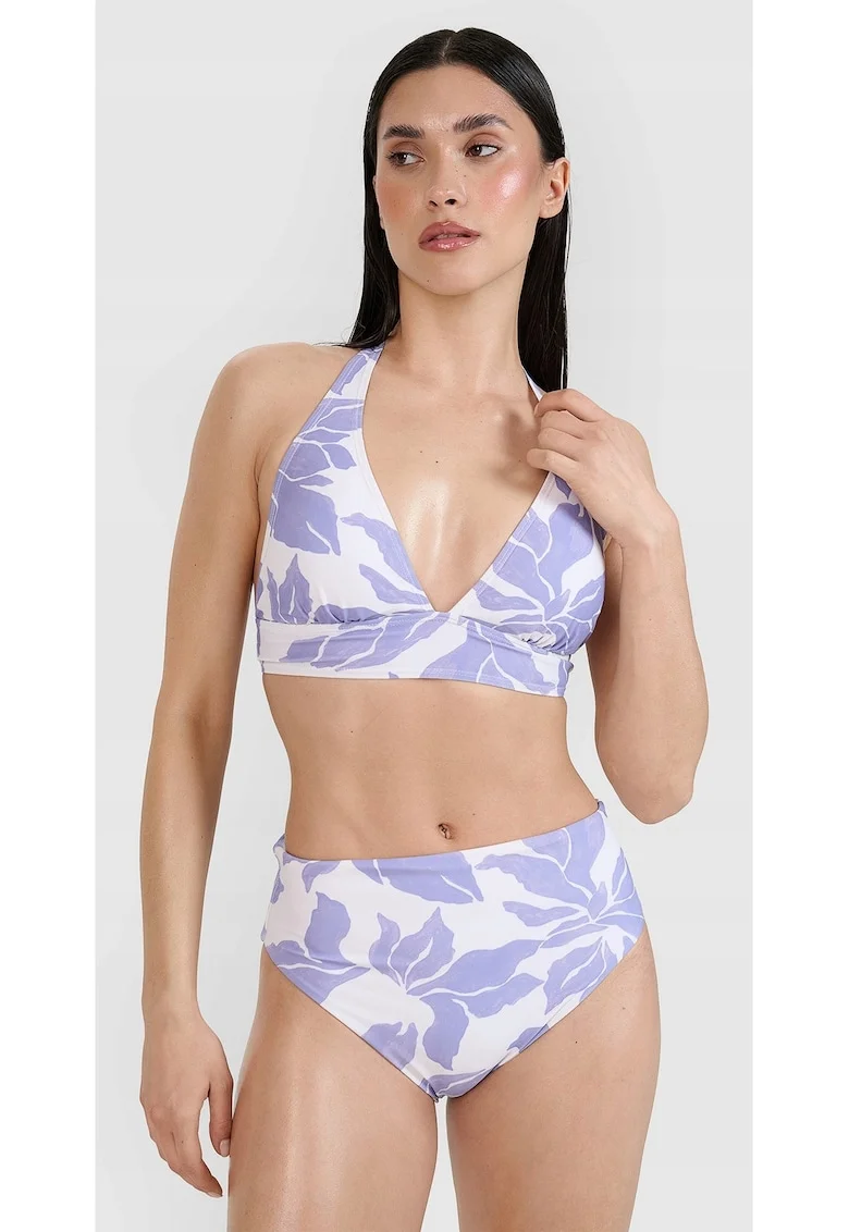 Sutien de bikini pentru femei,  halter, violet, material elastic, cupe detasabile, sintetic