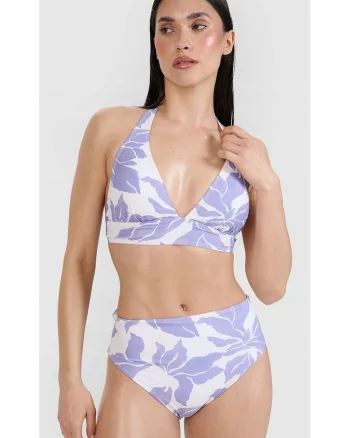 Sutien de bikini pentru femei,  halter, violet, material elastic, cupe detasabile, sintetic