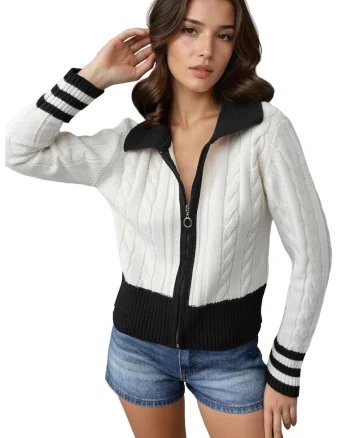 Cardigan dama,  Alb, Tricot, One Size