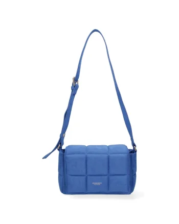 Geanta crossbody cu clapa si aspect matlasat, Albastru