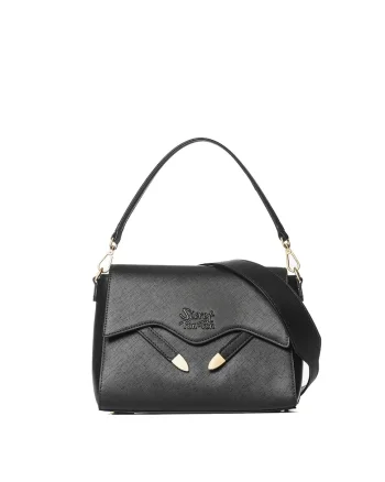 SECRET PON PON., Geanta crossbody din piele ecologica cu maner detasabil Celestia Ultra, Negru