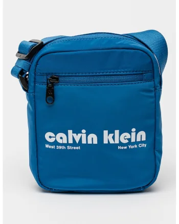 Geanta crossbody cu logo, Alb/Albastru