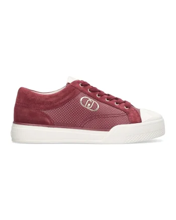 Pantofi sport din piele intoarsa si piele ecologica cu logo metalic, Coral/Alb murdar
