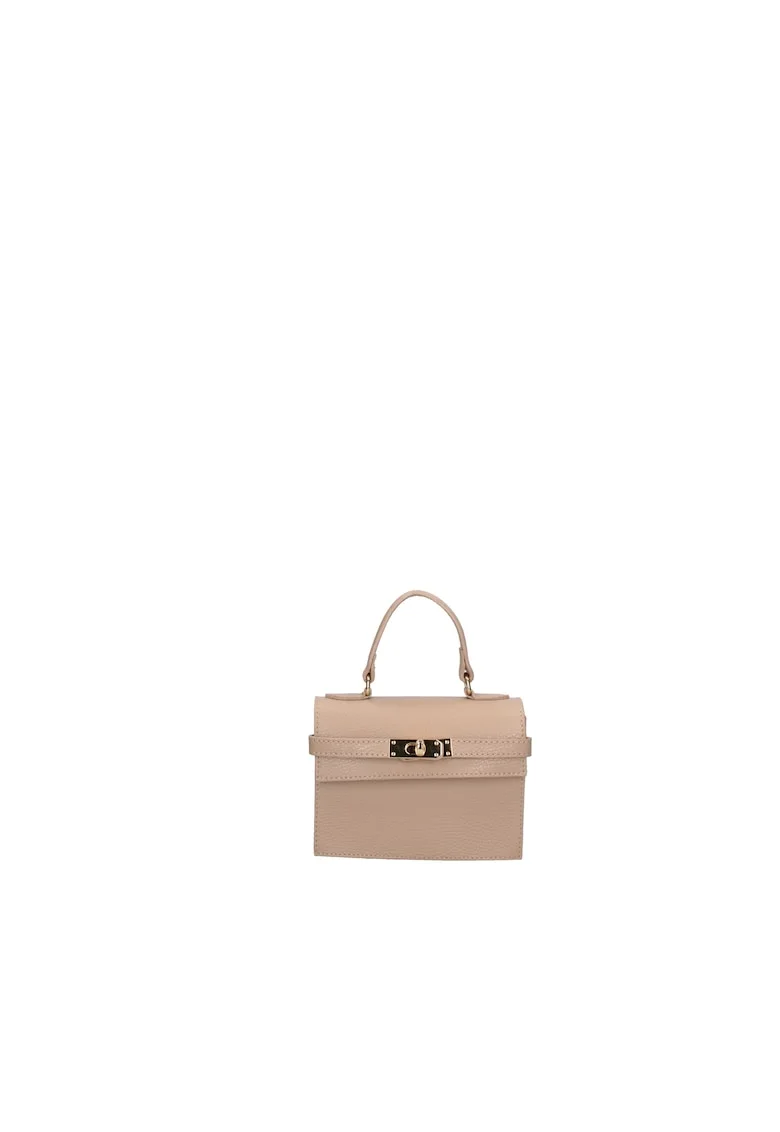 Geanta crossbody din piele, Maro taupe