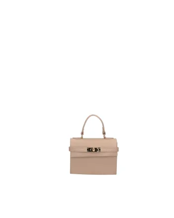 Geanta crossbody din piele, Maro taupe