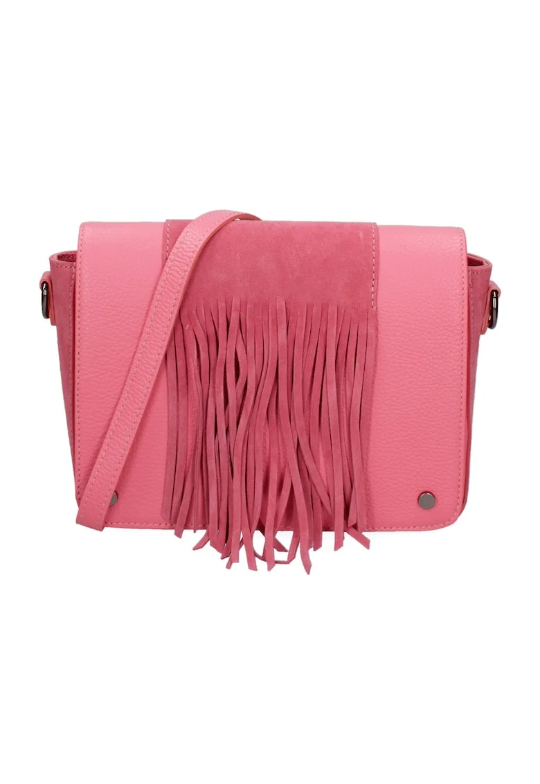 Geanta crossbody de piele cu franjuri