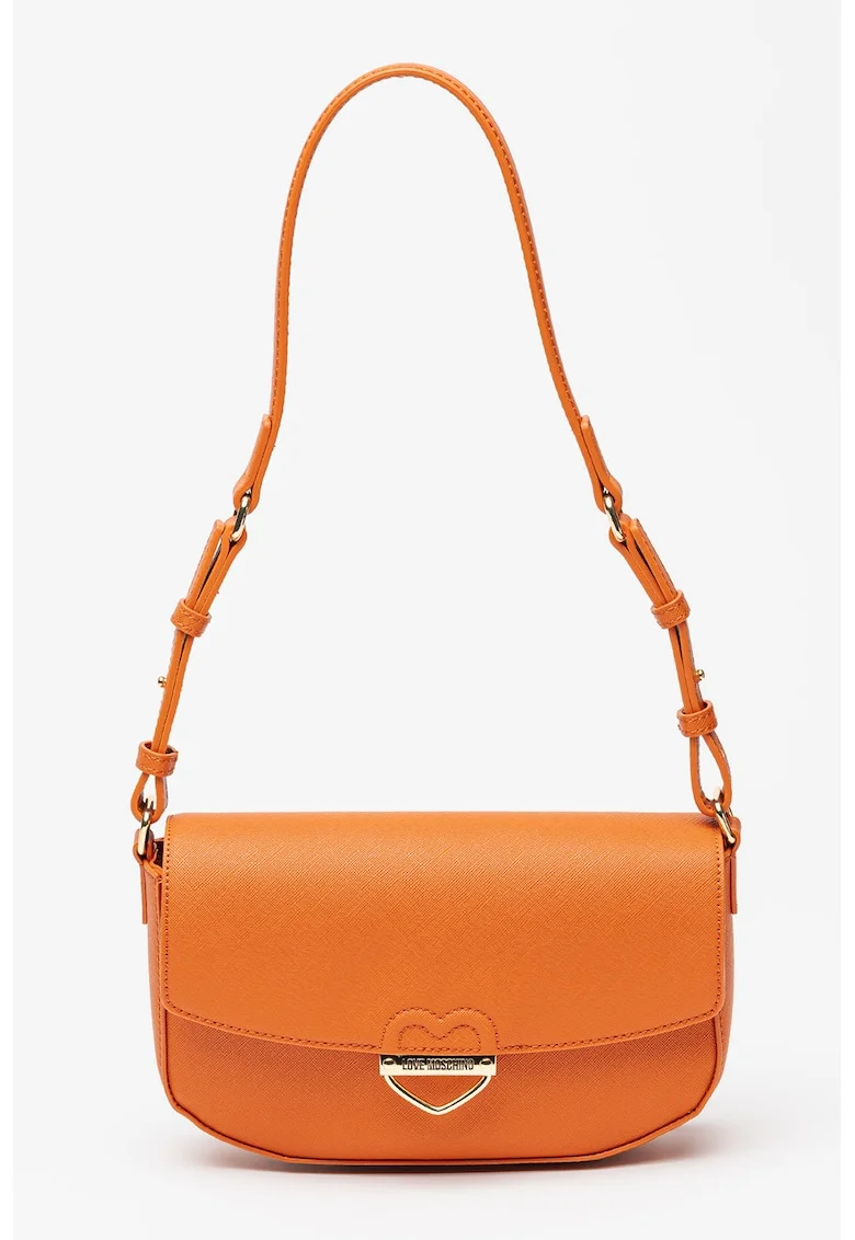 Geanta crossbody din piele ecologica cu clapa, Portocaliu