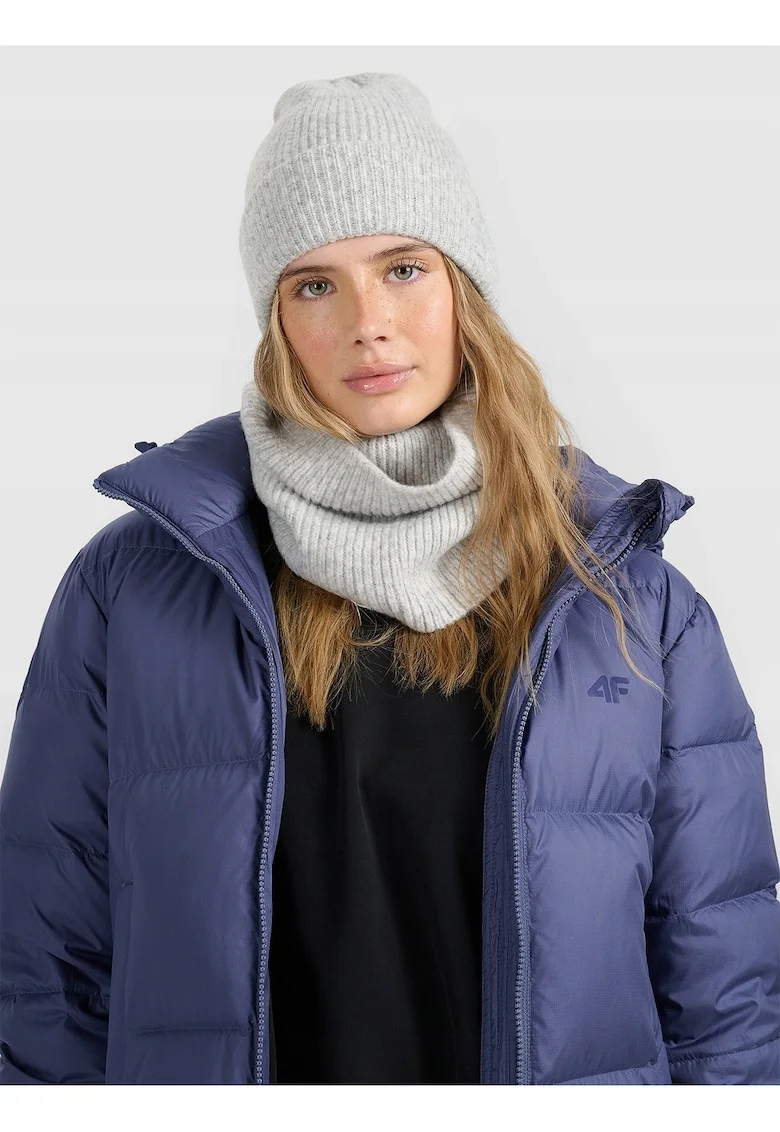 Caciula si fular unisex  gri, M, cu 3% lana
