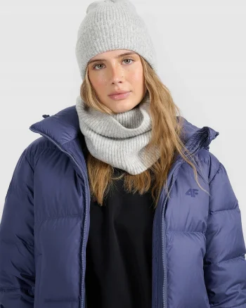Caciula si fular unisex  gri, M, cu 3% lana