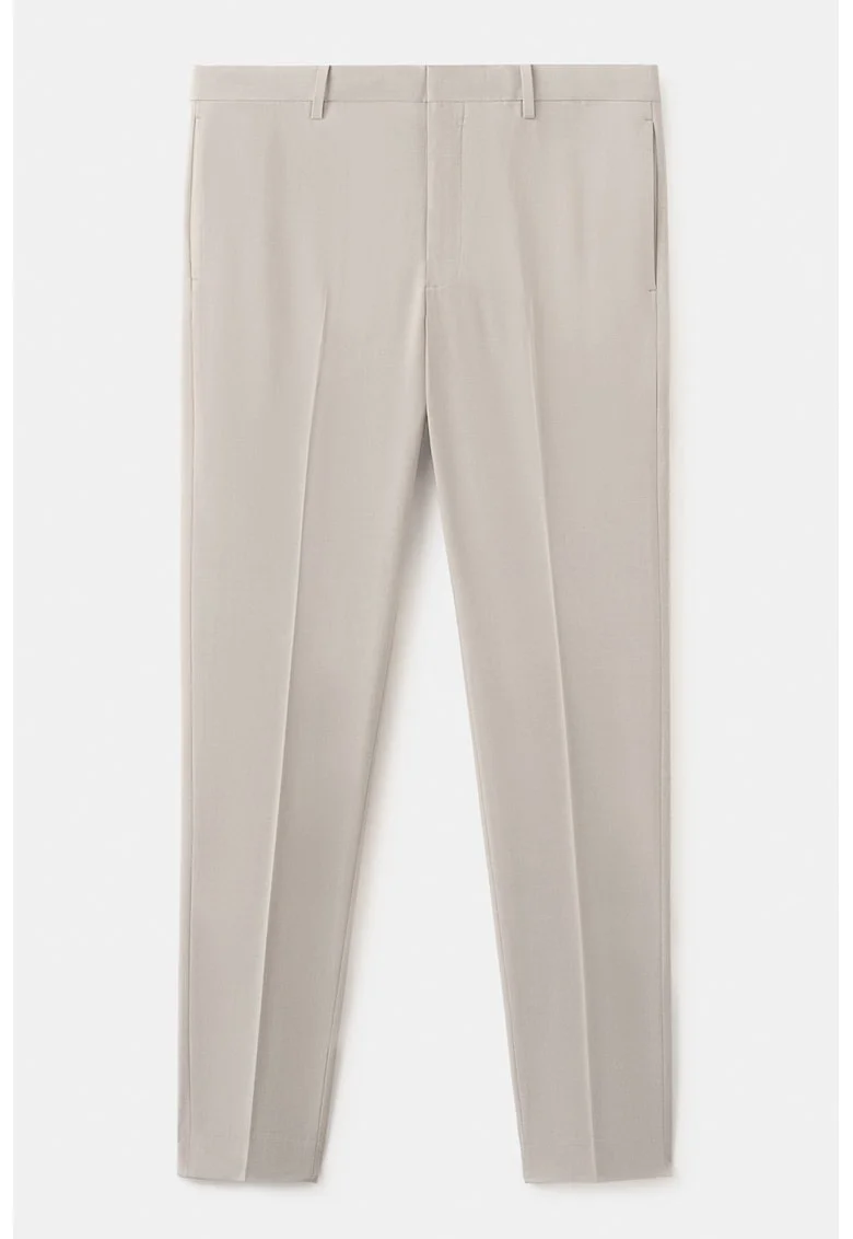 Pantaloni uni cu buzunare laterale, Maro nisip