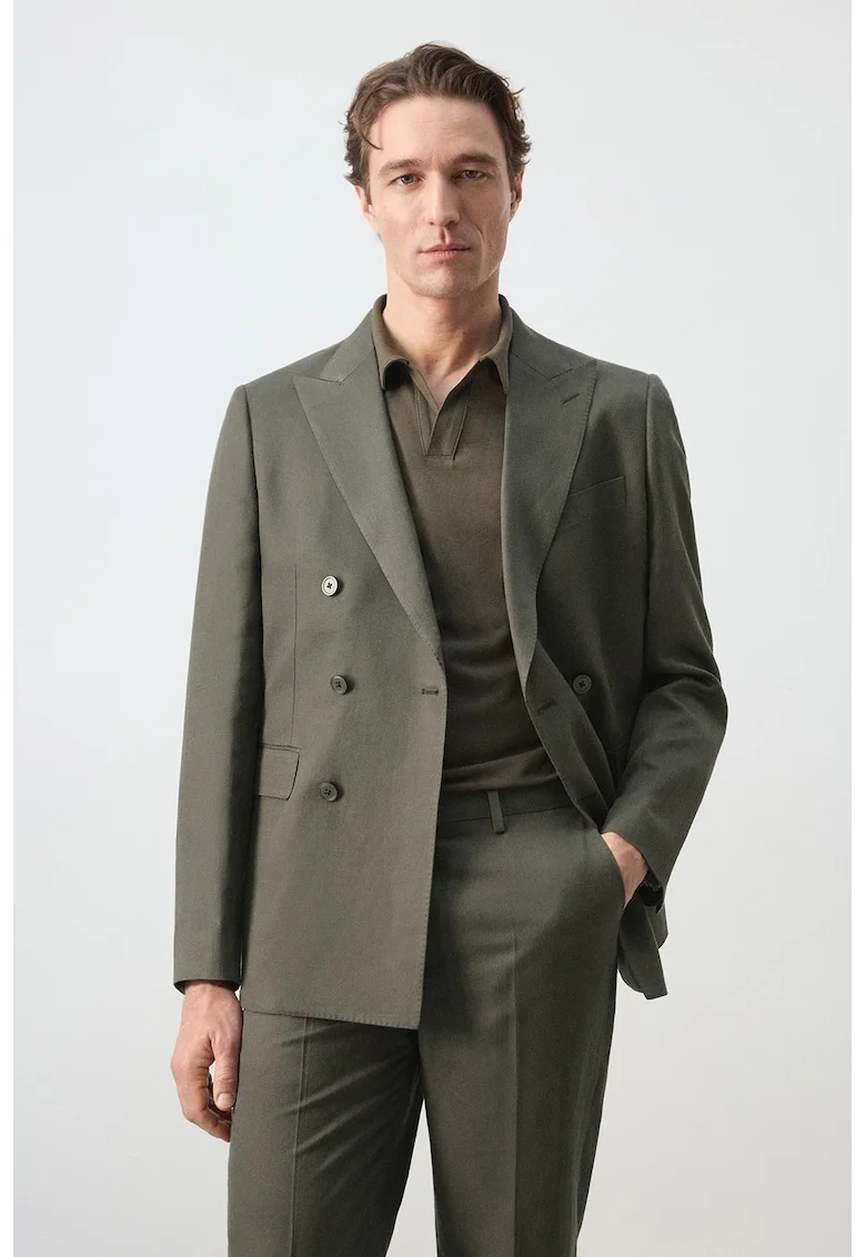 Sacou slim-fit cu doua randuri de nasturi, Verde feriga