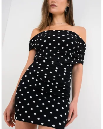 Rochie mini cambrata cu decupaje pe umeri, Negru