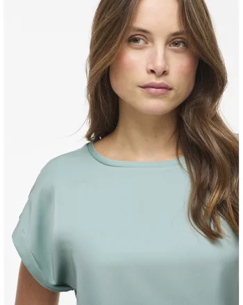 Tricou uni cu aspect satinat, Verde pal
