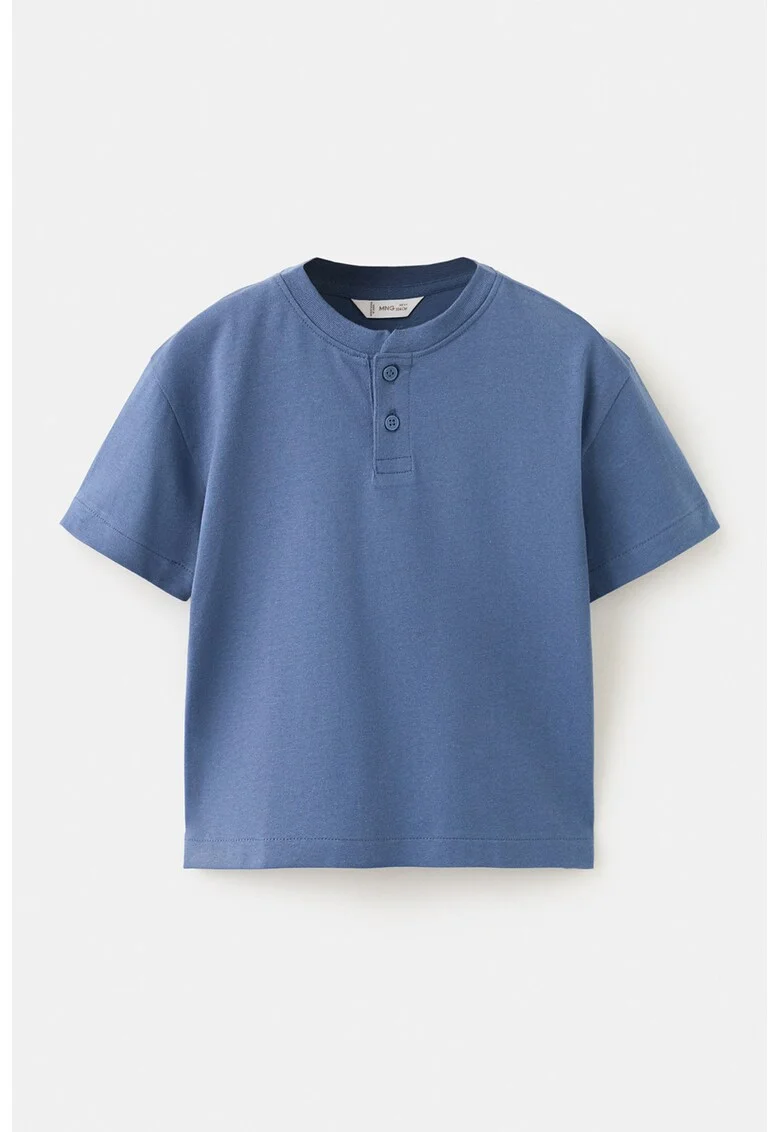 Tricou cu fenta cu nasturi, Albastru inchis