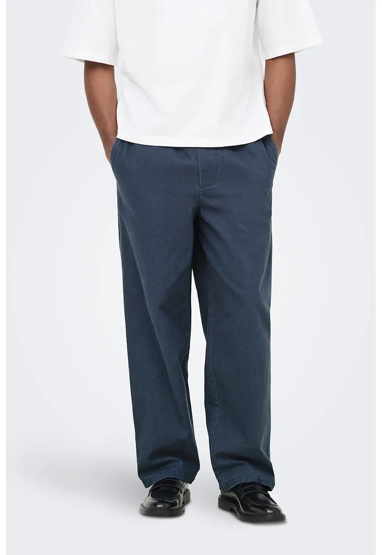 Pantaloni drepti cu snur, Bleumarin