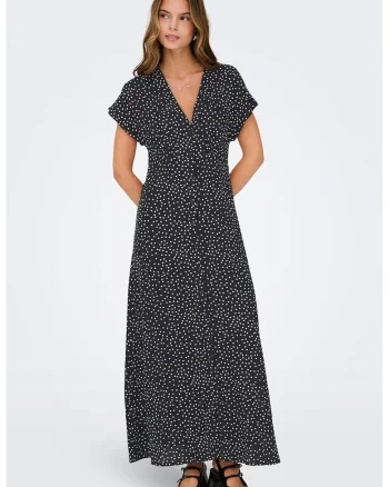 Rochie maxi cu decolteu in V, Negru