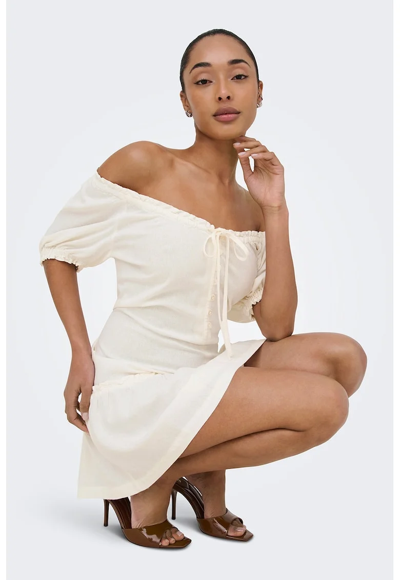 Rochie lejera cu maneci scurte, Crem