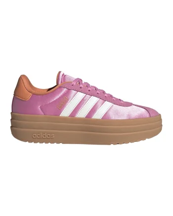 Pantofi sport VL Court Bold de piele ecologica cu insertii textile, Roz pastel/Caramel/Alb murdar