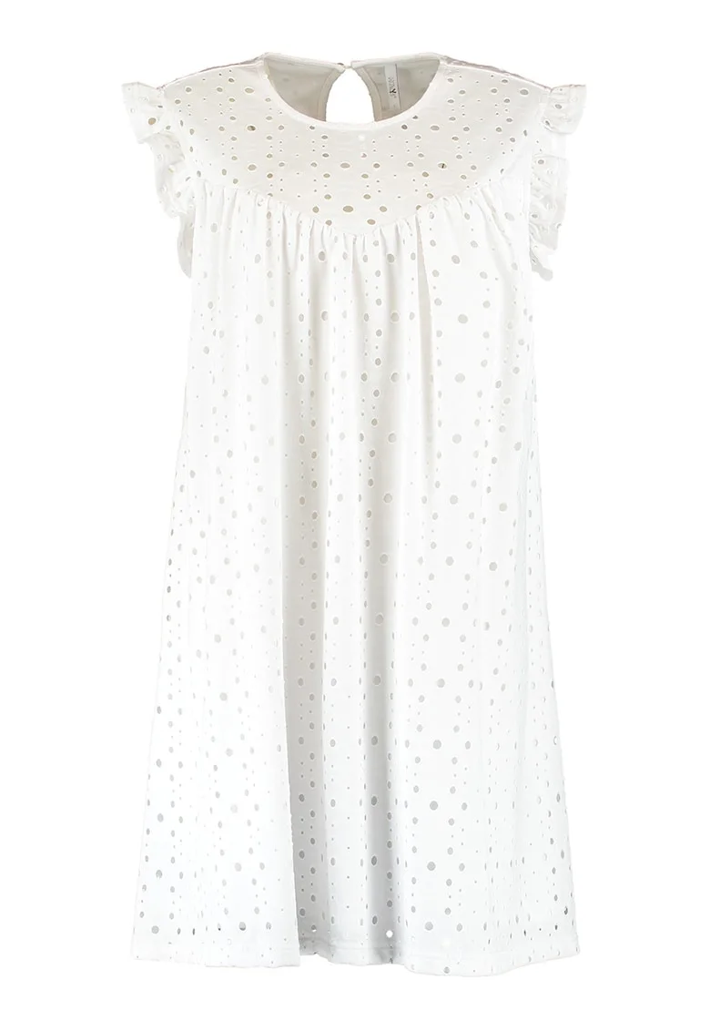 Rochie dreapta cu perforatii, Alb