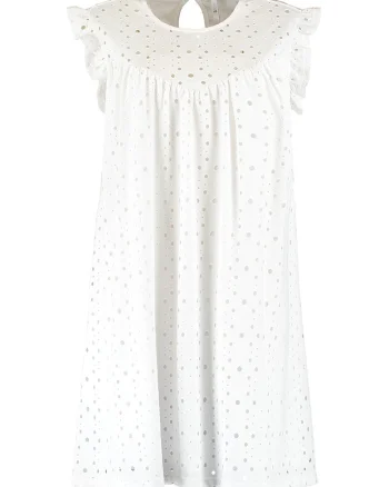 Rochie dreapta cu perforatii, Alb