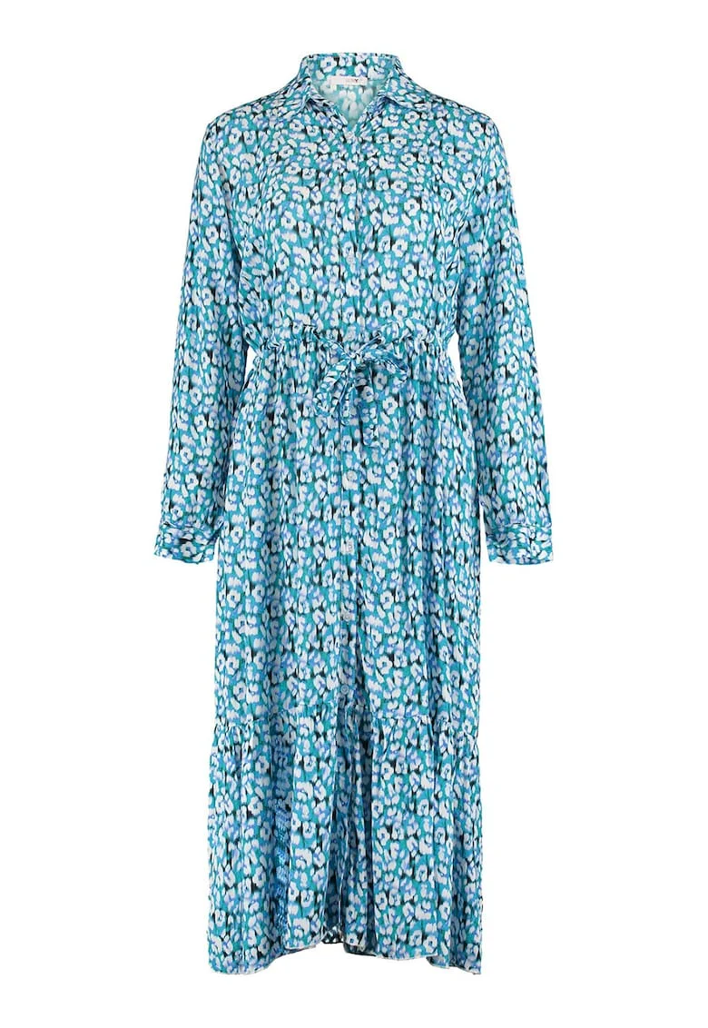 Rochie-camasa cu model floral, Alb/Albastru pastel/Albastru lavanda