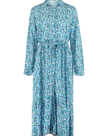 Rochie-camasa cu model floral, Alb/Albastru pastel/Albastru lavanda