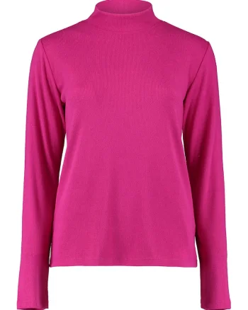 Bluza striata cu guler inalt, Fucsia