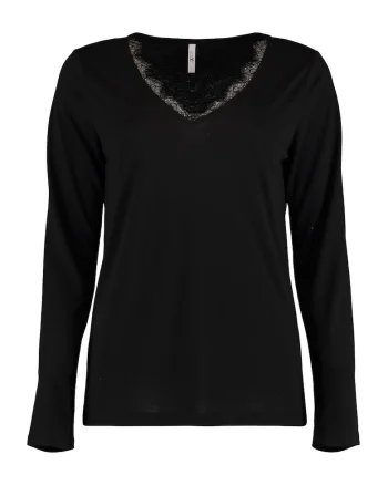 Bluza cu decolteu in V si siret, Negru