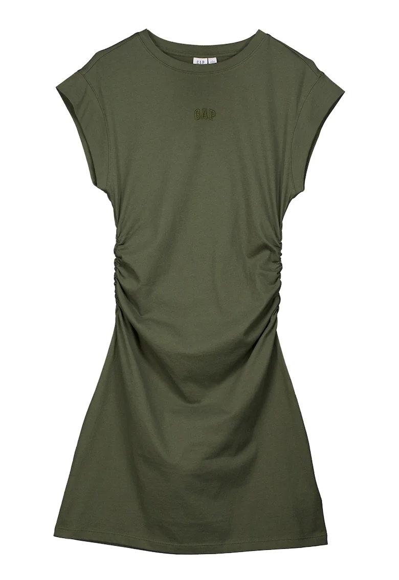 Rochie cu fronseuri, Verde masliniu