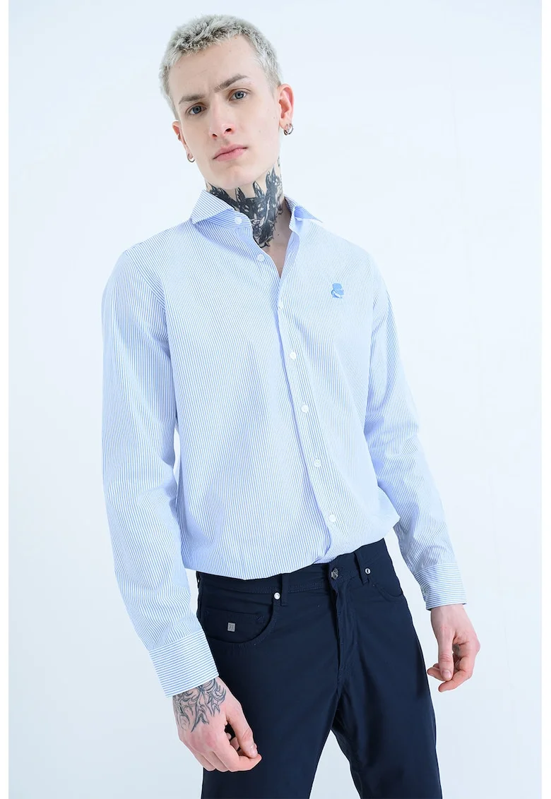 Camasa regular fit cu model in dungi, Albastru pastel/Albastru glaciar