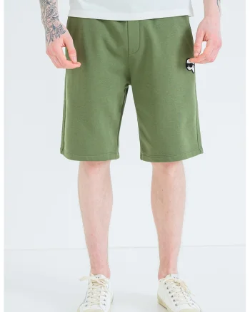 Pantaloni scurti din amestec de bumbac, Verde masliniu