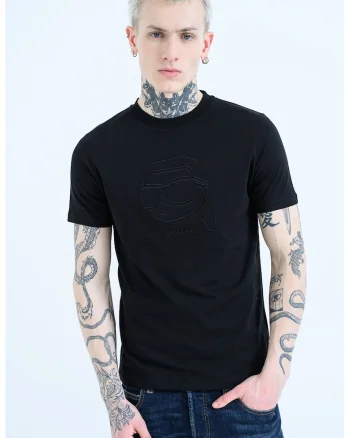 Tricou de bumbac cu imprimeu logo, Negru