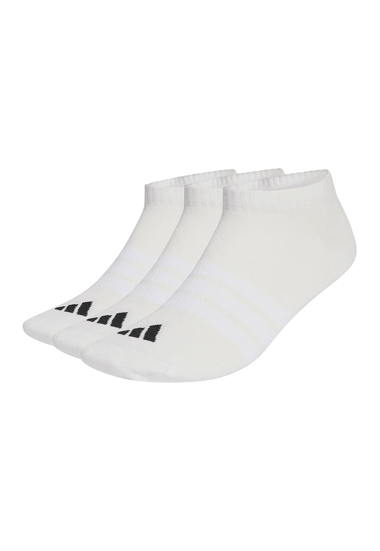 Set de sosete unisex pana la glezna Essentials - 3 perechi, Alb fildes/Negru