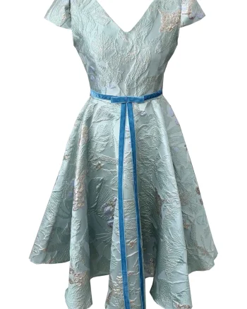 Rochie midi din brocart Carla, Verde menta