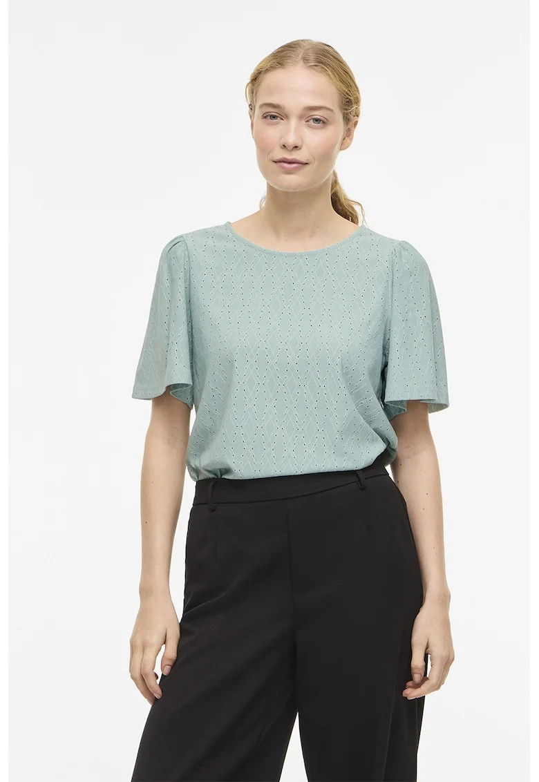 Tricou lejer cu perforatii, Verde pal