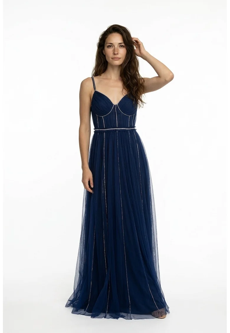 Rochie maxi din tul cu strasuri aplicate Natasha