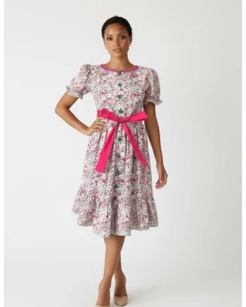 Rochie midi din bumbac cu imprimeu floral Nessa, Multicolor