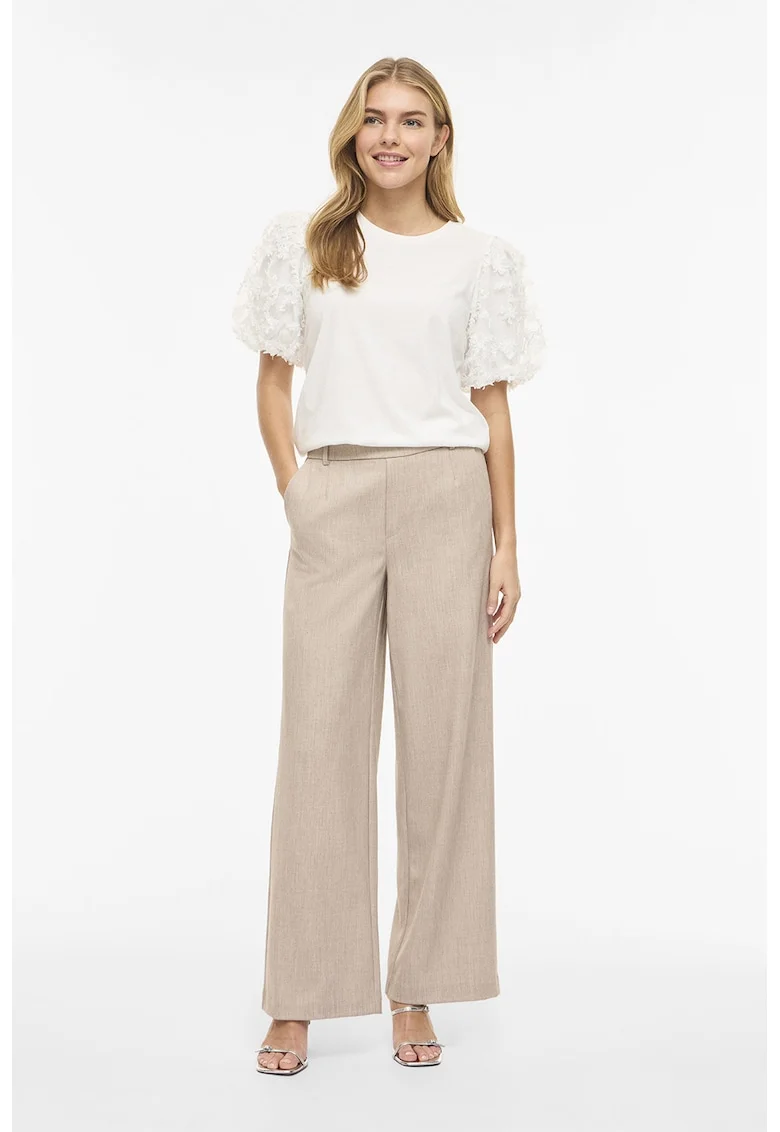Tricou cu maneci brodate, Alb