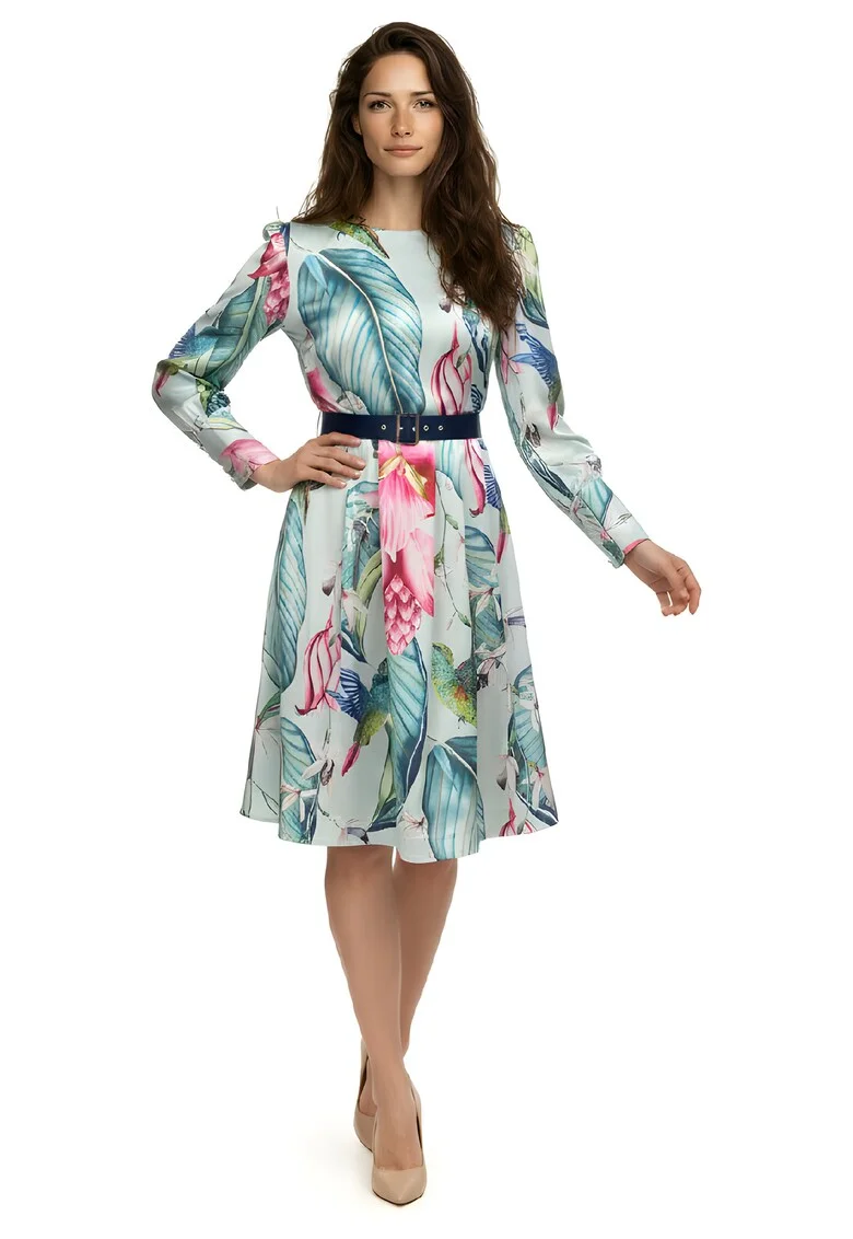Rochie cu maneci bishop Angela, Multicolor