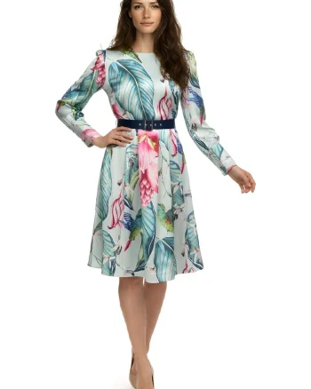 Rochie cu maneci bishop Angela, Multicolor