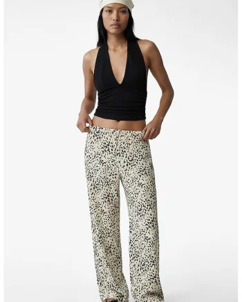 Pantaloni cu croiala ampla, Alb/Negru